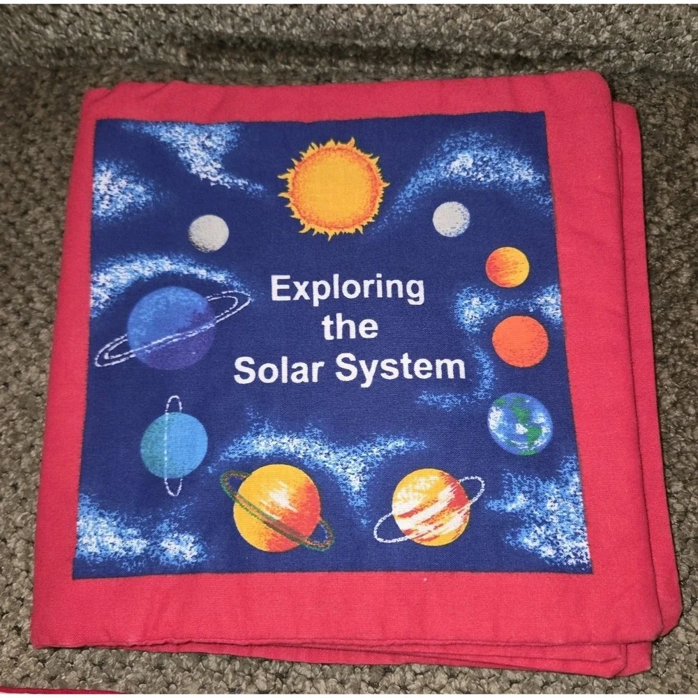 3 VTG fabric childrens books Learning w/Teddy DEXTER the DINOSAUR Solar System